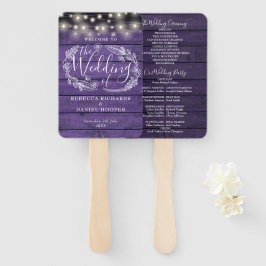 Abanico Programa de Boda Purple Rustic Floral String Light