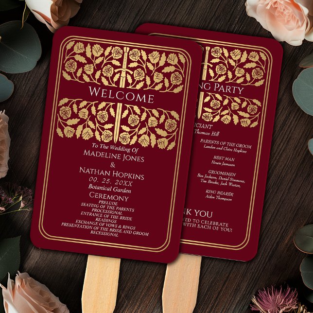 Abanico Programa de Boda Real Espada de Oro Medieval Roja (Subido por el creador)
