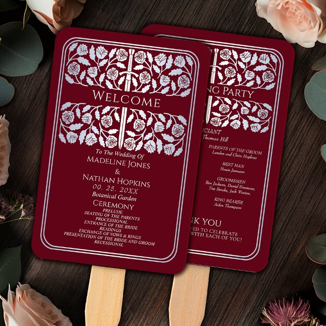 Abanico Programa de Boda Real Espada de Plata Medieval Roj (Subido por el creador)