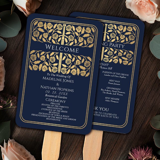 Abanico Programa de Boda Real Espada Dorada Medieval Azul (Subido por el creador)