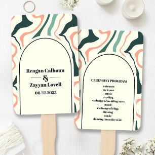 Abanico Programa de Boda Retro Swirl Arch Verde Menta Rosa