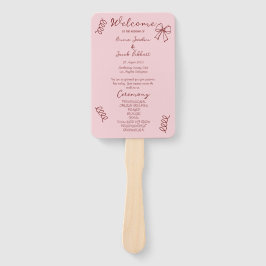 Abanico Programa de Boda Rosa con Garabatos Caprichosos y 