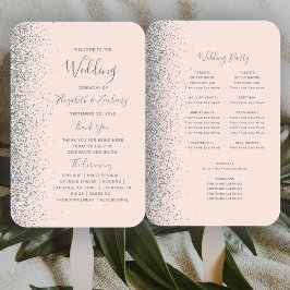Abanico Programa de Boda Rosa Desvanecido con Brillo Plate