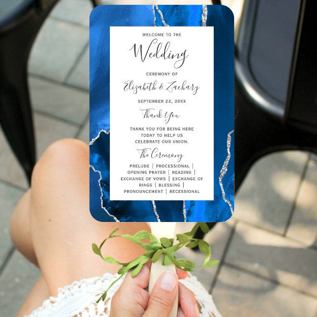 Abanico Programa de Boda Royal Blue Silver Agate (Subido por el creador)