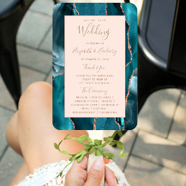 Abanico Programa de Boda Rubor de Rosa verde azulado Gold
