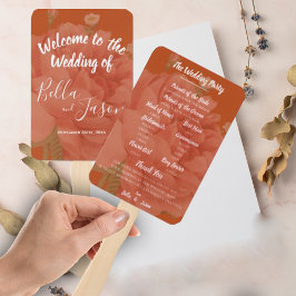 Abanico Programa de boda Rust Terracotta Boda Minimalista