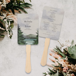 Abanico Programa de Boda Rustic Mountain & Lake Evergreen