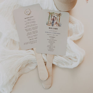 Abanico Programa de Boda Rustic Watercolor Western Ranch