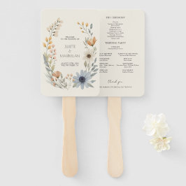 Abanico Programa de Boda Rustic Wildflower Wreath Garden