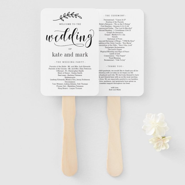 Abanico Programa de Boda Rústica Elegancia EDITABLE COLOR (Anverso y reverso)