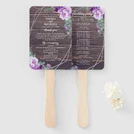 Abanico Programa de Boda Rustica Floral Púrpura y Plata