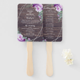 Abanico Programa de Boda Rustica Floral Púrpura y Plata