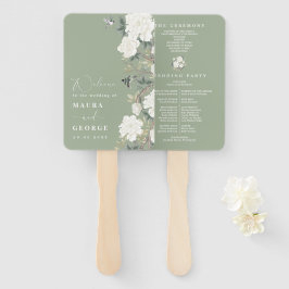 Abanico Programa de Boda Sage Green Ivory Chinoiserie