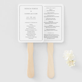 Abanico Programa de Boda Sencillo en Blanco y Negro Elegan