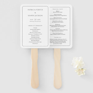 Abanico Programa de Boda Sencillo en Blanco y Negro Elegan