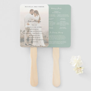 Abanico Programa de Boda Simple Elegante Verde Silenciado