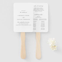 Abanico Programa de Boda Simple en Blanco y Negro Limpio