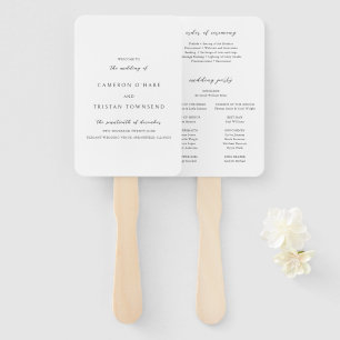Abanico Programa de Boda Simple en Blanco y Negro Limpio