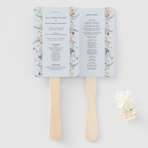 Abanico Programa de Boda Simple Flor Silvestre Helecho Azu