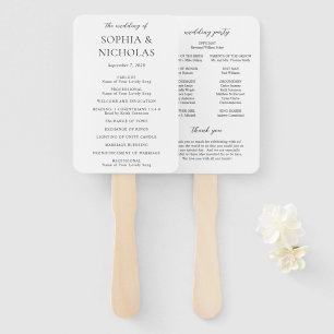 Abanico Programa de Boda Simple Moderno en Blanco y Negro