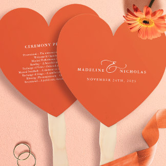 Abanico Programa de Boda Simple Moderno Naranja Atardecer 