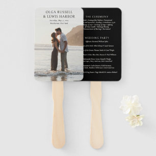 Abanico Programa de Boda Simple Negro Moderno