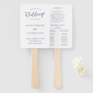 Abanico Programa de Boda Simple Polvo Azul Fuente Negrita