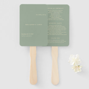 Abanico Programa de Boda Simple Verde Sage Moderno