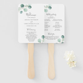 Abanico Programa de Boda Simple y Elegante con Verde Eucal