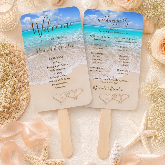Abanico Programa de Boda Tropical de Playa Olas del Océano (Subido por el creador)