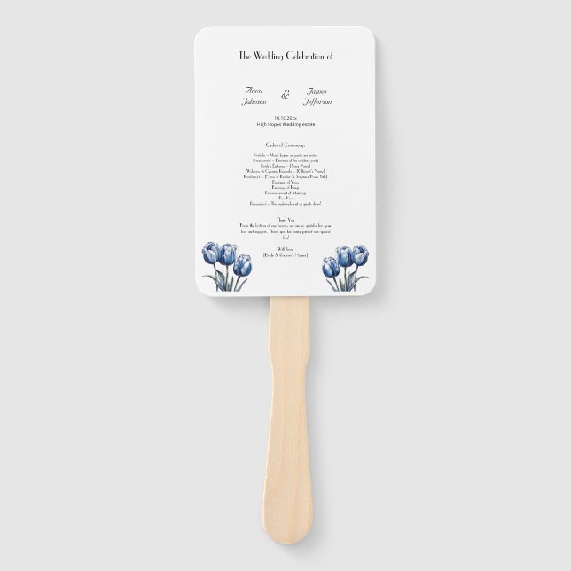 Abanico Programa de Boda Tulipán Azul Delft (Anverso)