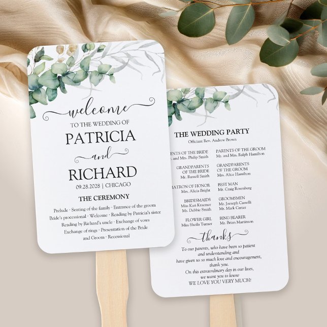 Abanico Programa de Boda Verde Acuarela (Subido por el creador)