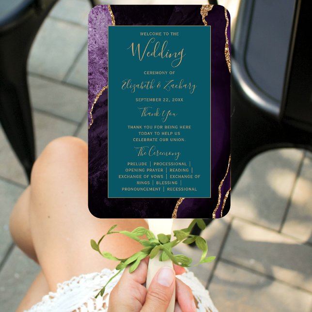 Abanico Programa de Boda Verde azulada de Agate de Oro Púr (Subido por el creador)