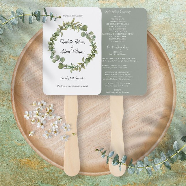 Abanico Programa de Boda Verde Bosque Eucalipto (Subido por el creador)