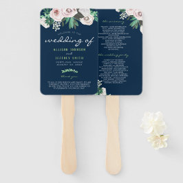 Abanico Programa de Boda Verde Floral de color de agua