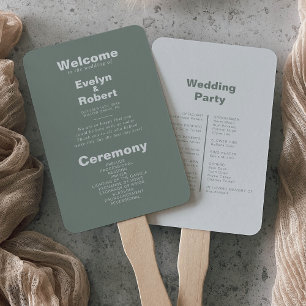 Abanico Programa de Boda Verde Formal y Elegante minimalis