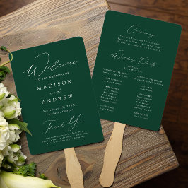 Abanico Programa de Boda Verde Moderno y Elegante