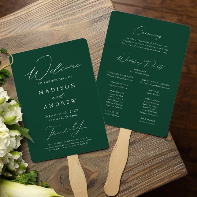 Abanico Programa de Boda Verde Moderno y Elegante (Subido por el creador)