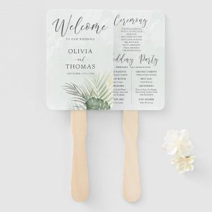 Abanico Programa de Boda Verde Palma Tropical