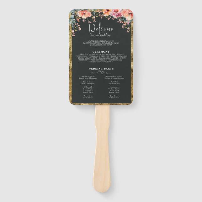 Abanico Programa de Boda Verde Rústica Floral Sage (Anverso)