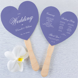 Abanico Programa de Boda Violeta de Corazón Caligrafía Muy