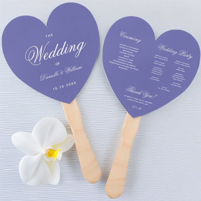 Abanico Programa de Boda Violeta de Corazón Caligrafía Muy (Subido por el creador)