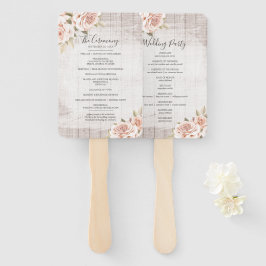 Abanico Programa de Boda y Lista de Fiesta de Madera Rústi