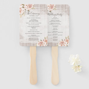Abanico Programa de Boda y Lista de Fiesta de Madera Rústi
