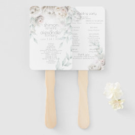 Abanico Programa de bodas | Alabaster Watercolor Peonies