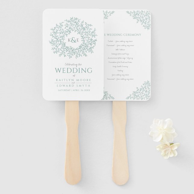 Abanico Programa de bodas artísticas de hojas monográficas (Anverso y reverso)