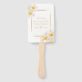 Abanico Programa de bodas blancas de color de agua frangip