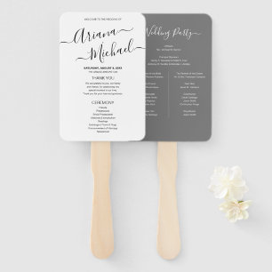 Abanico Programa de bodas blancas y grises de Moda minimal