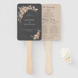Abanico programa de bodas boho peach wildflowers