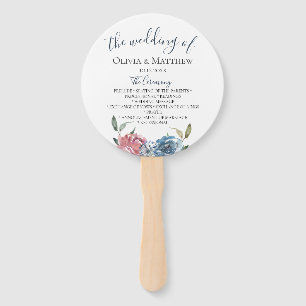 Abanico Programa de bodas botánicas de Navy Blue Mauve